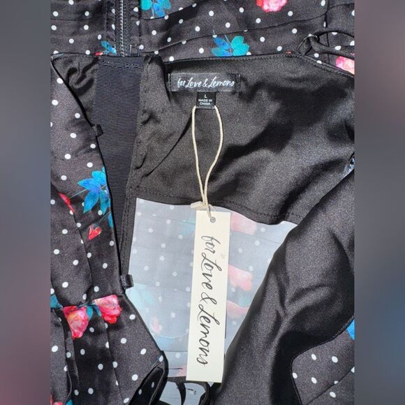 NWT For Love & Lemons Posey Mini Dress in Black Size Large - Picture 7 of 7